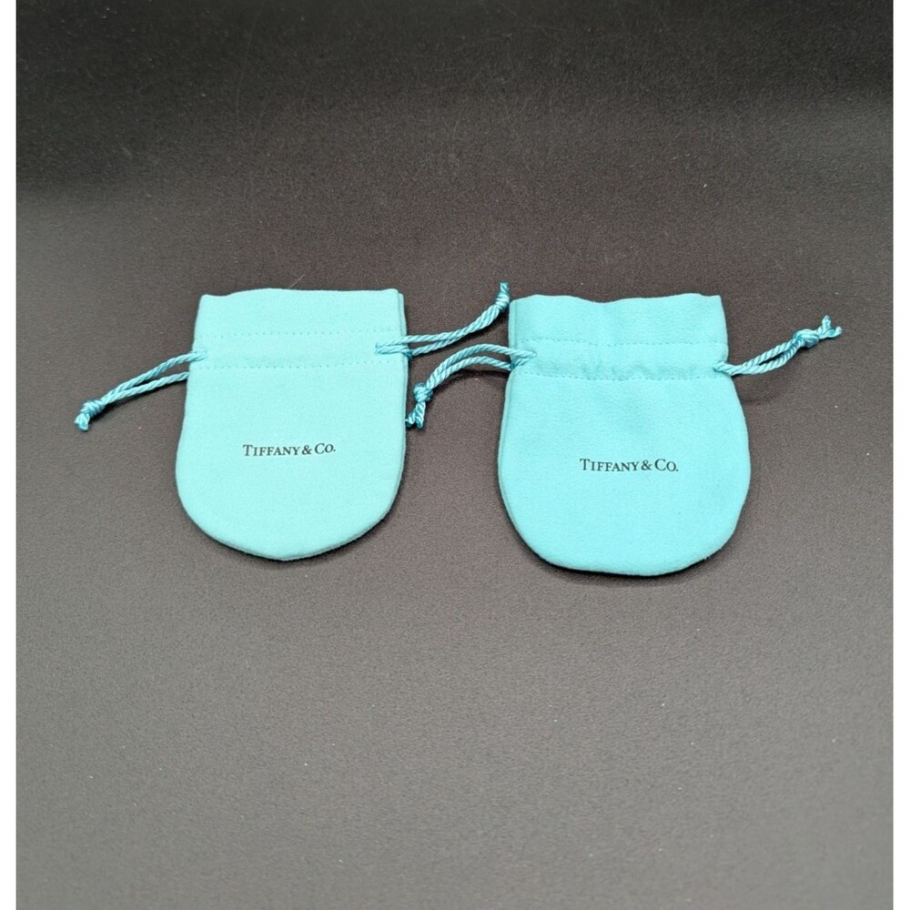 Tiffany Empty Packaging Small Blue Drawstring Closure Jewelry Pouch Lot of 2 - Picture 2 of 4
